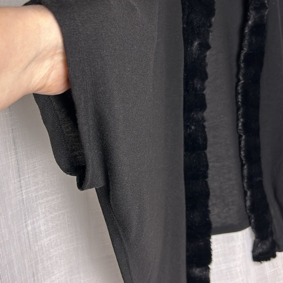 vtg Simply Irresistible,cardigan,women faux fur trim,black,sheer,batwing, L -XL - Picture 11 of 14